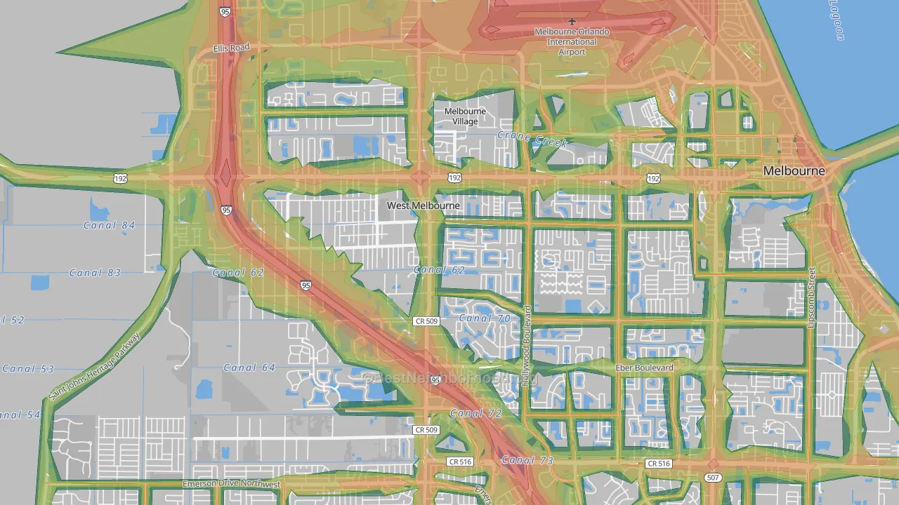 West Melbourne, FL Map of Noise Levels in West Melbourne