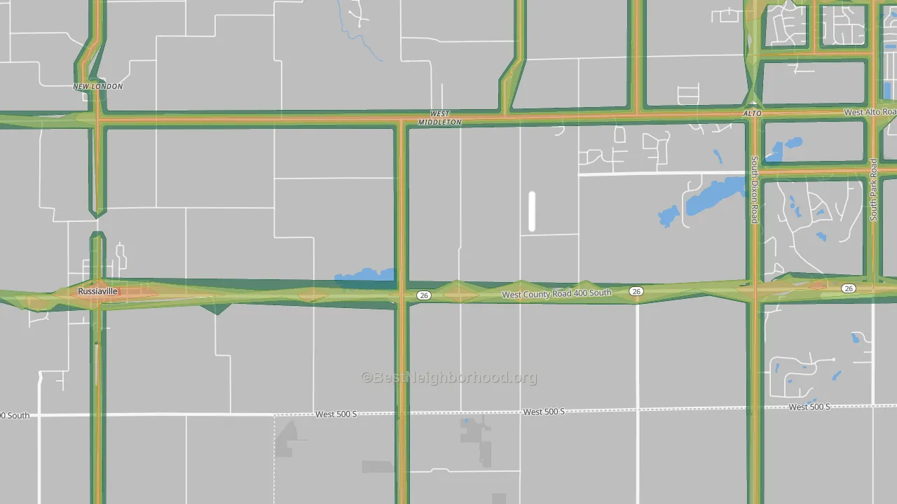 West Middleton, IN Map of Noise Levels in West Middleton