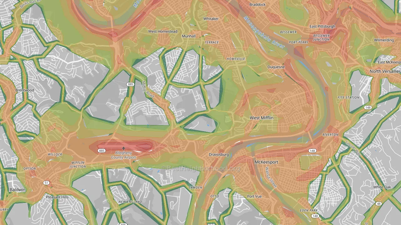 West Mifflin, PA Map of Noise Levels in West Mifflin
