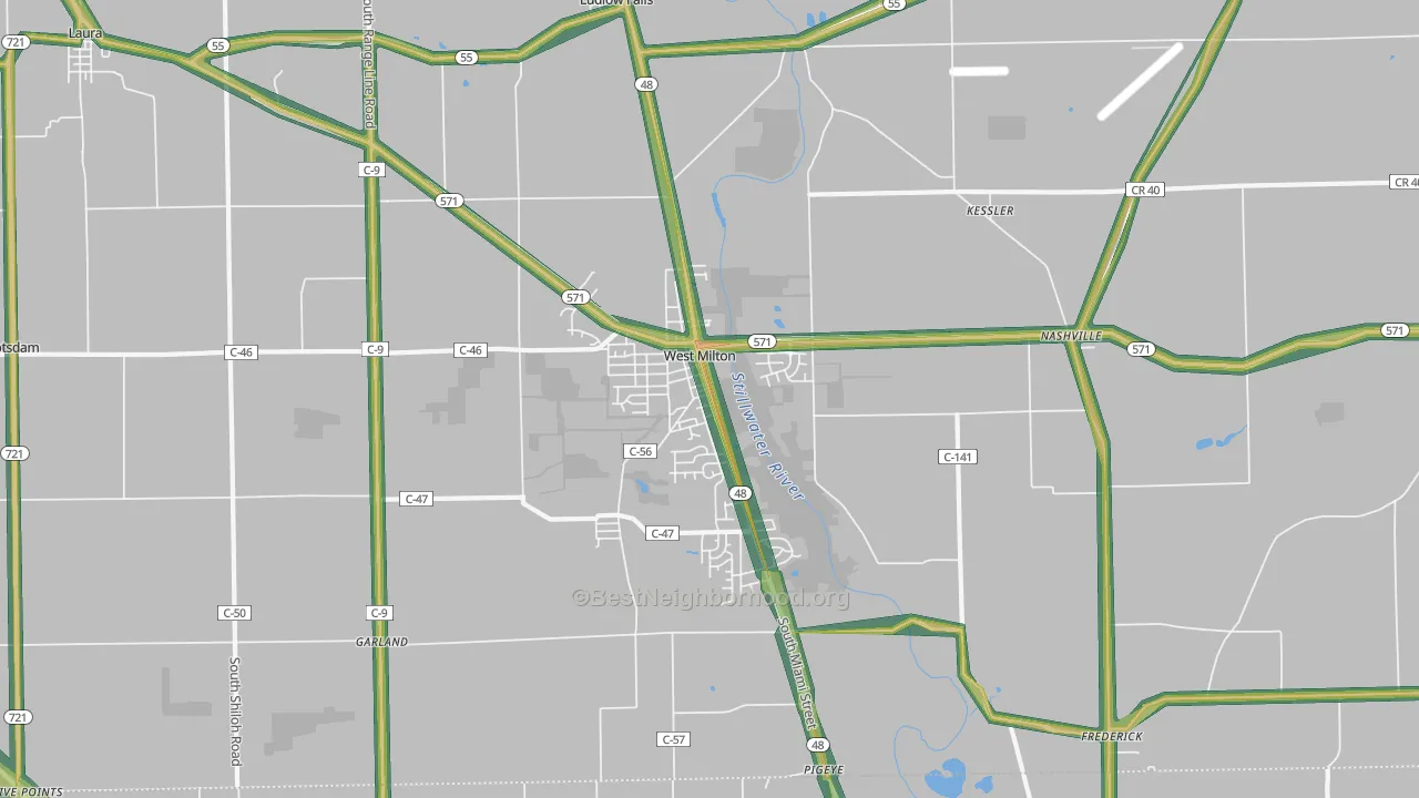 West Milton, OH Map of Noise Levels in West Milton