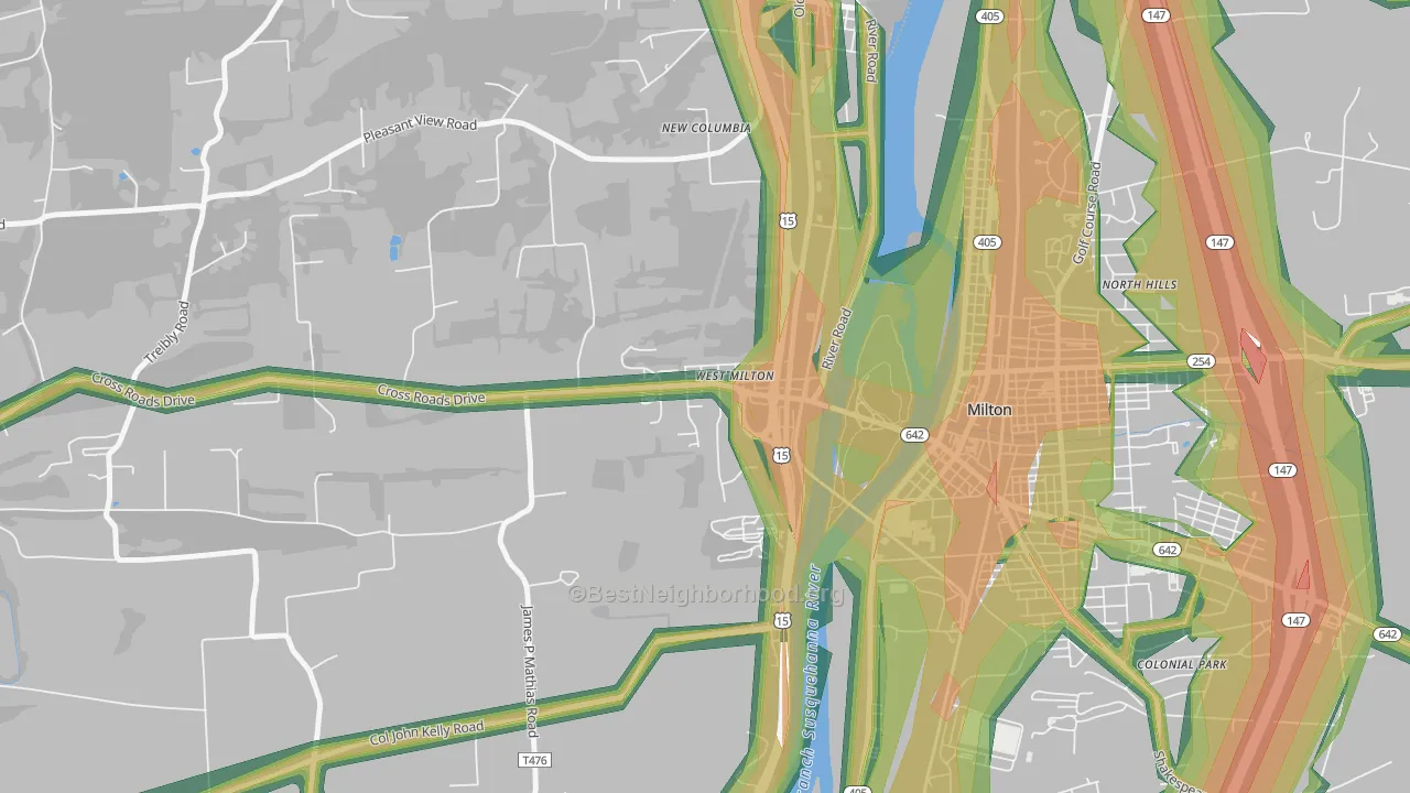 West Milton, PA Map of Noise Levels in West Milton