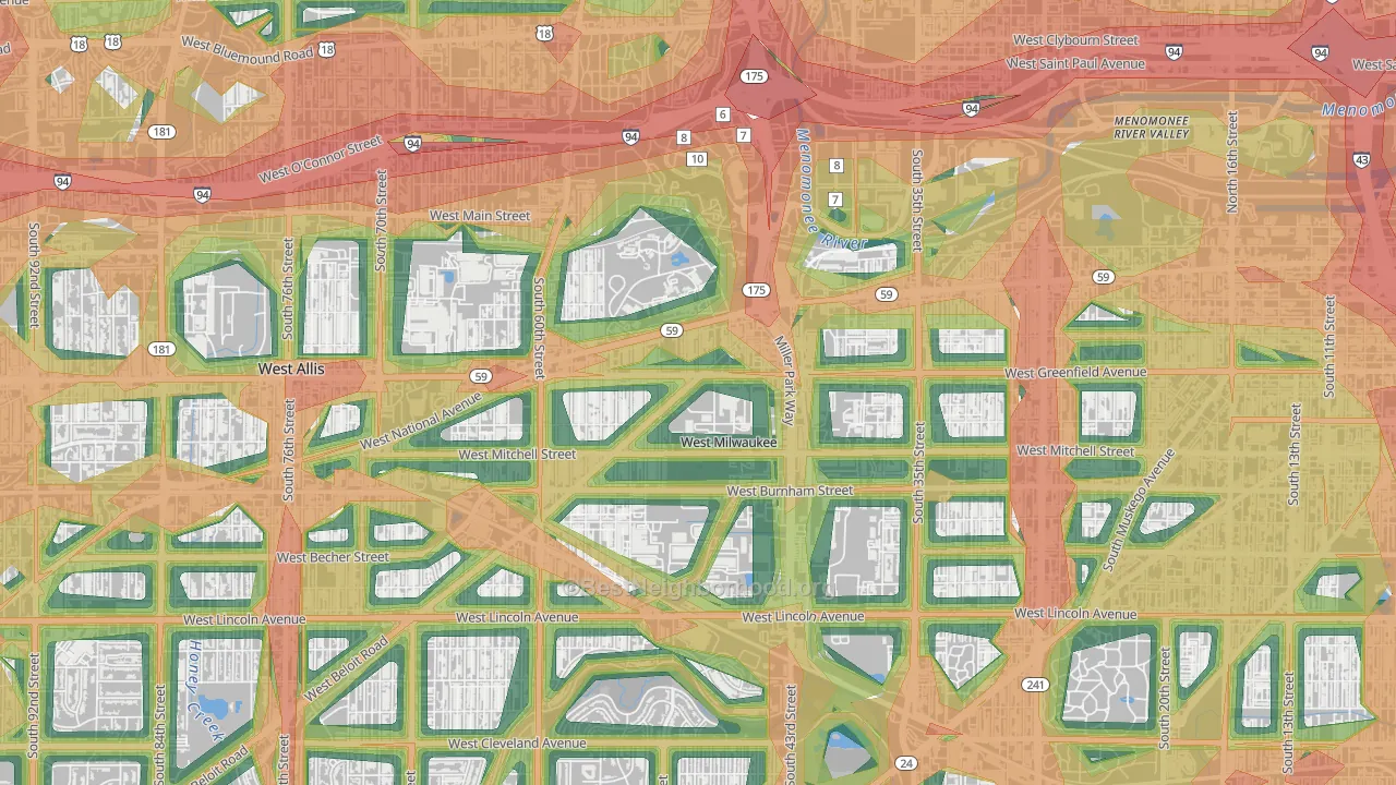 West Milwaukee, WI Map of Noise Levels in West Milwaukee