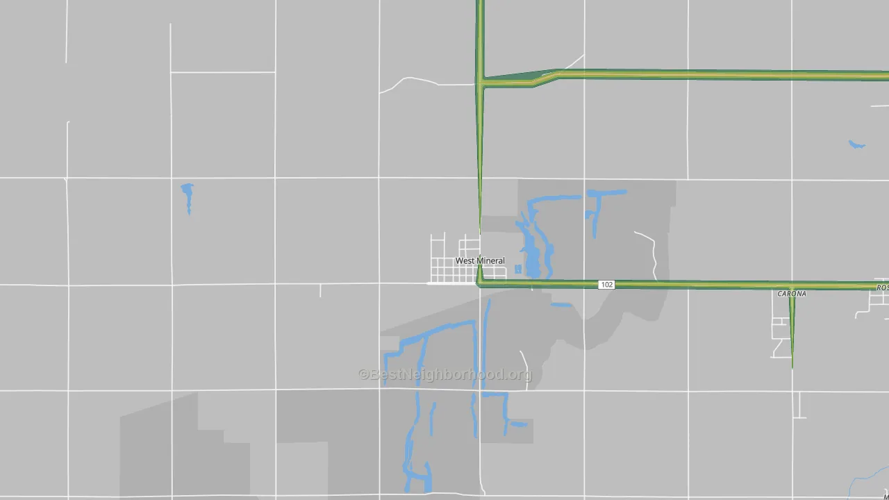 West Mineral, KS Map of Noise Levels in West Mineral