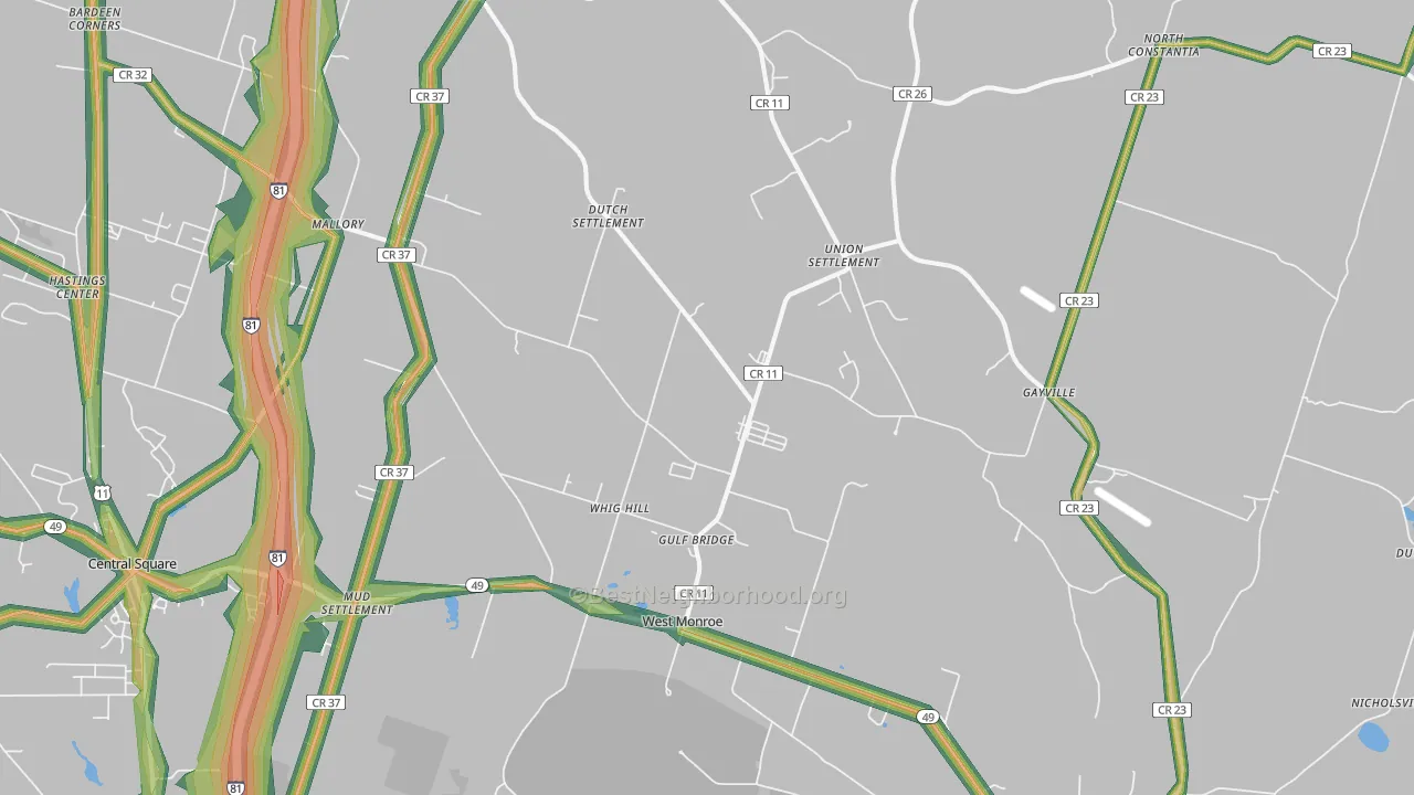 West Monroe, NY Map of Noise Levels in West Monroe
