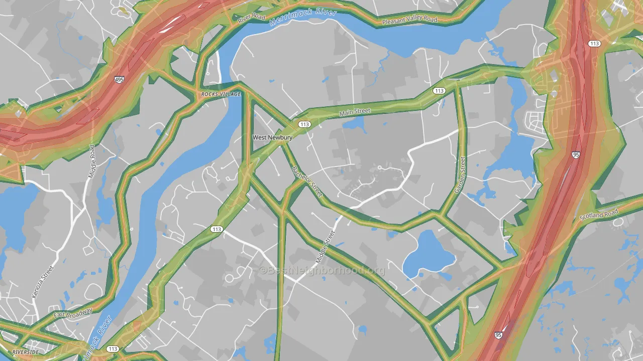 West Newbury, MA Map of Noise Levels in West Newbury