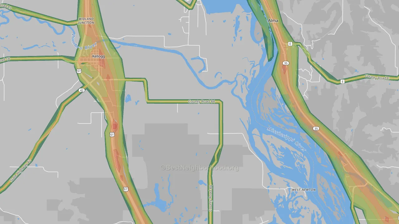 West Newton, MN Map of Noise Levels in West Newton