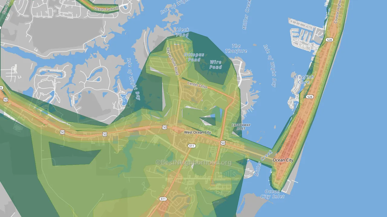 West Ocean City, MD Map of Noise Levels in West Ocean City