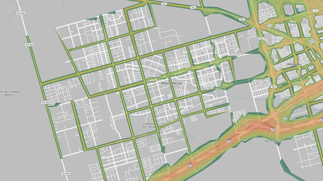West Odessa, TX Map of Noise Levels in West Odessa