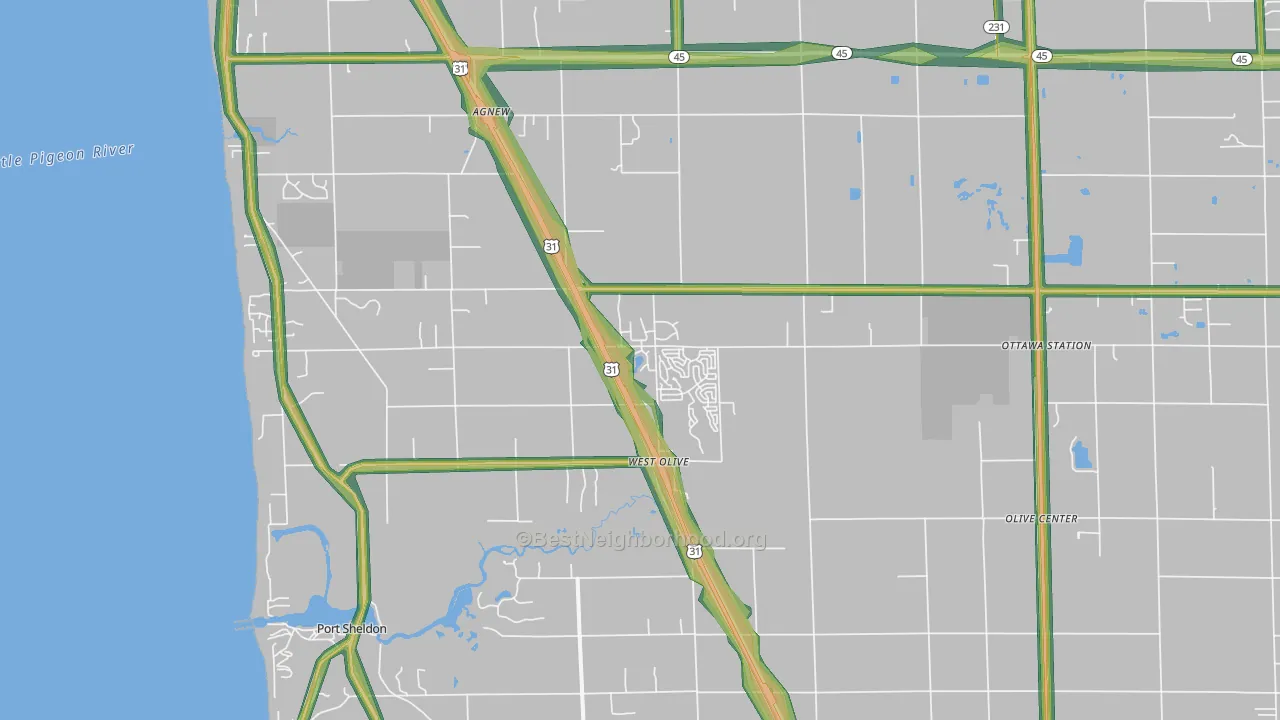 West Olive, MI Map of Noise Levels in West Olive