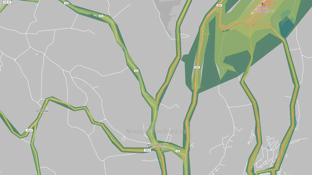 West Oneonta, NY Map of Noise Levels in West Oneonta