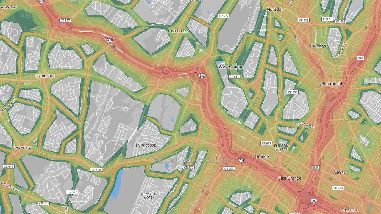 West Orange, NJ Map of Noise Levels in West Orange
