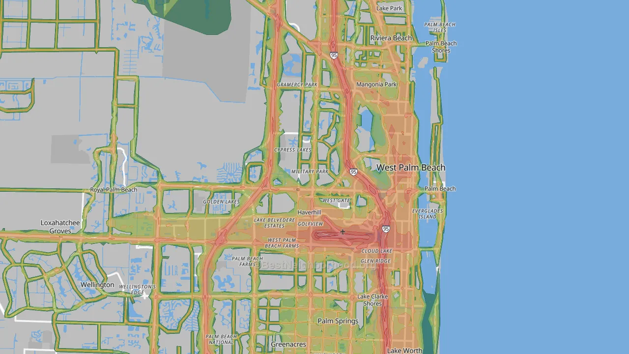 West Palm Beach, FL Map of Noise Levels in West Palm Beach