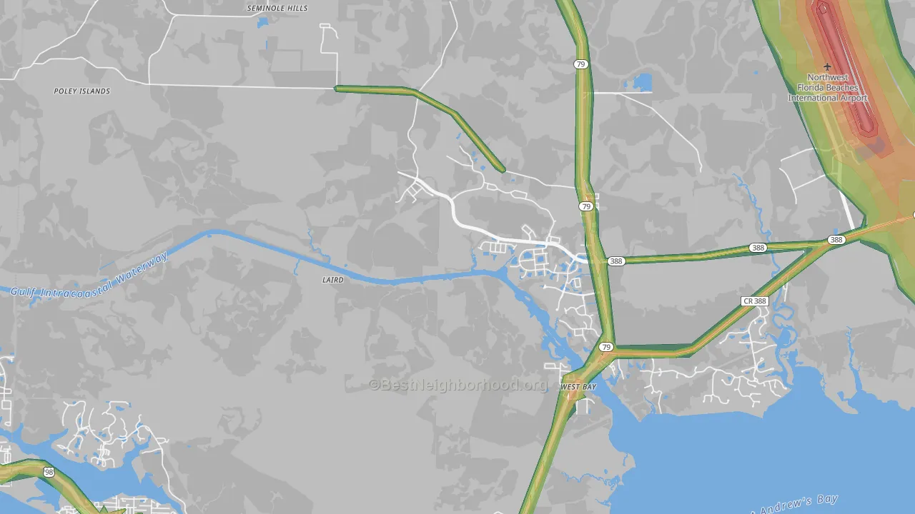 West Panama City Beach, FL Map of Noise Levels in West Panama City Beach
