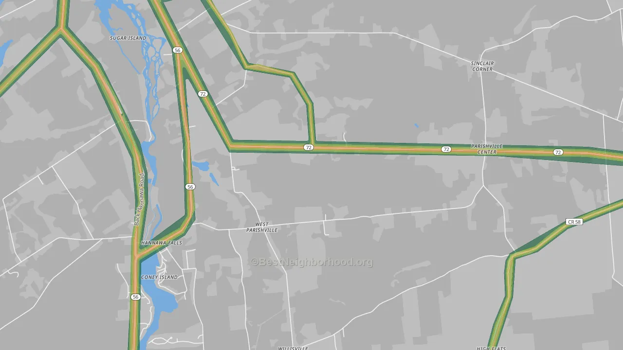 West Parishville, NY Map of Noise Levels in West Parishville