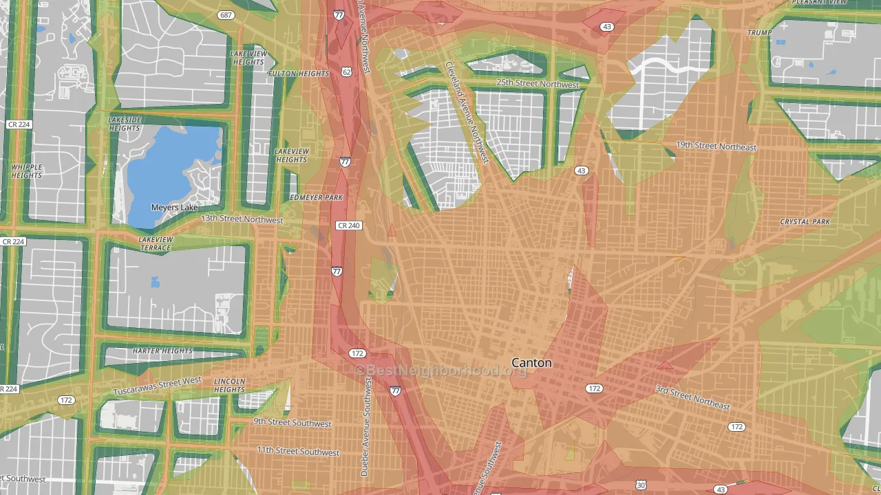 West Park, Canton, OH Map of Noise Levels in West Park