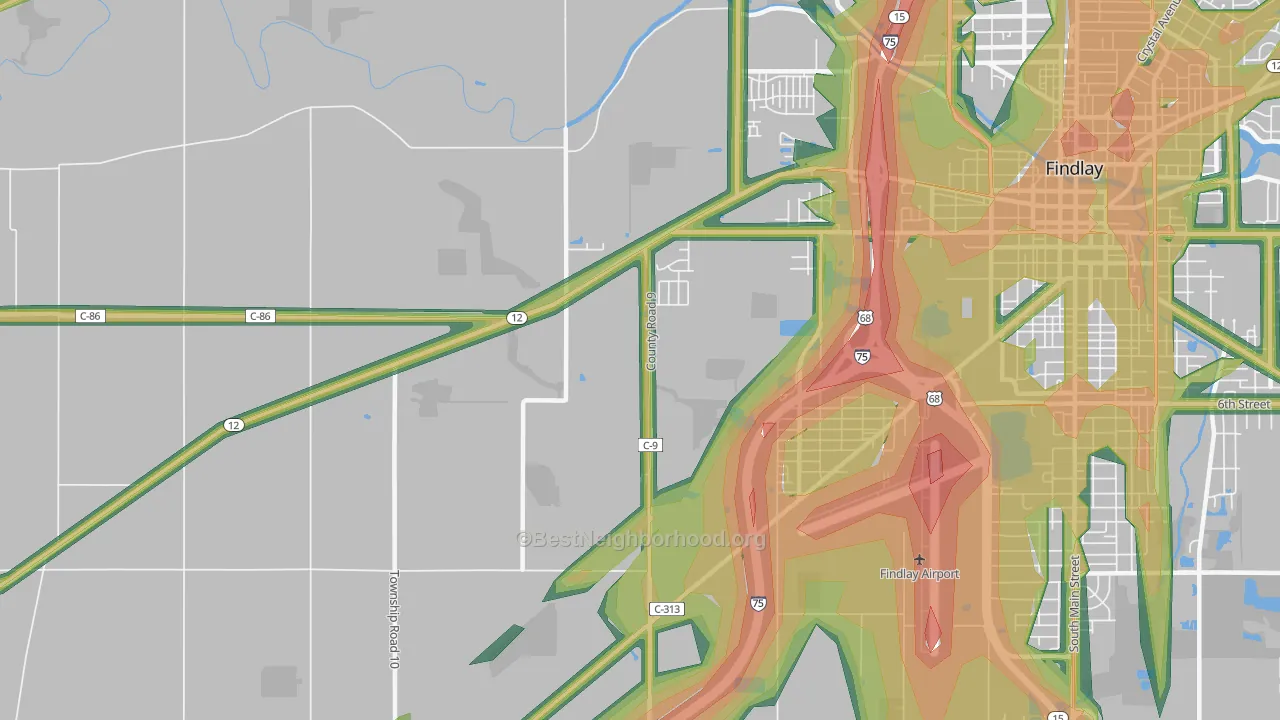 West Park, OH Map of Noise Levels in West Park