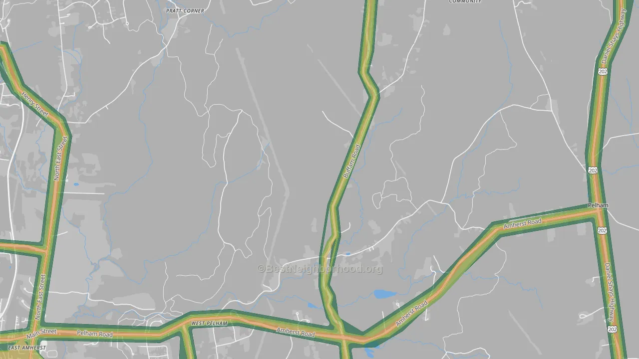 West Pelham, MA Map of Noise Levels in West Pelham