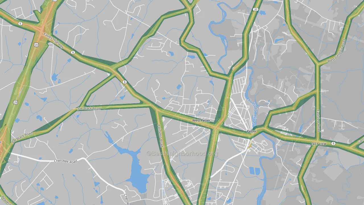West Pelzer, SC Map of Noise Levels in West Pelzer