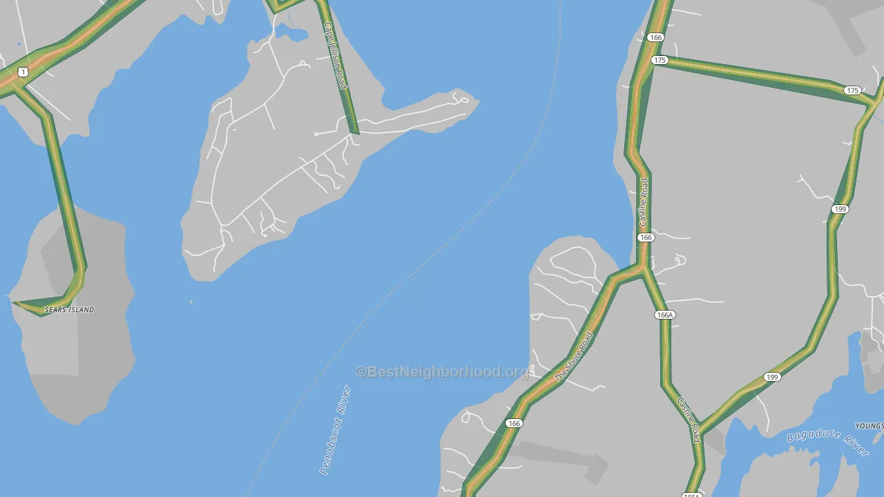 West Penobscot, ME Map of Noise Levels in West Penobscot