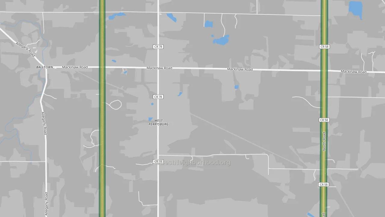 West Perrysburg, NY Map of Noise Levels in West Perrysburg