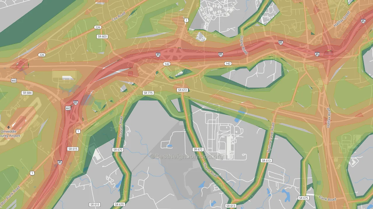 West Petersburg, VA Map of Noise Levels in West Petersburg