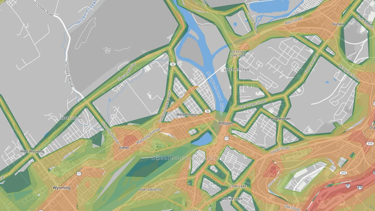 West Pittston, PA Map of Noise Levels in West Pittston