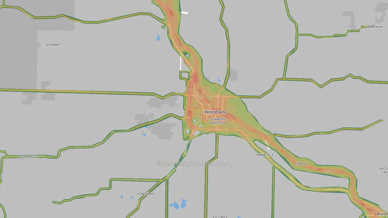 West Plains, MO Map of Noise Levels in West Plains
