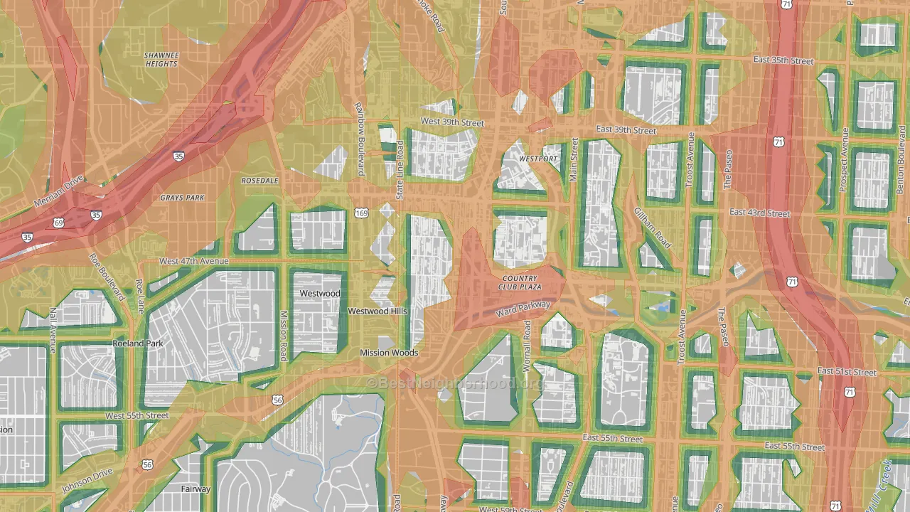 West Plaza, Kansas City, MO Map of Noise Levels in West Plaza