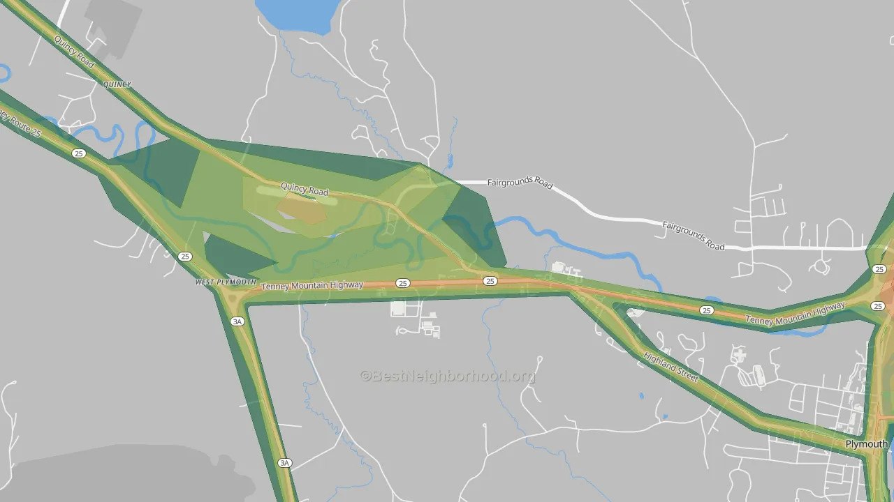 West Plymouth, NH Map of Noise Levels in West Plymouth