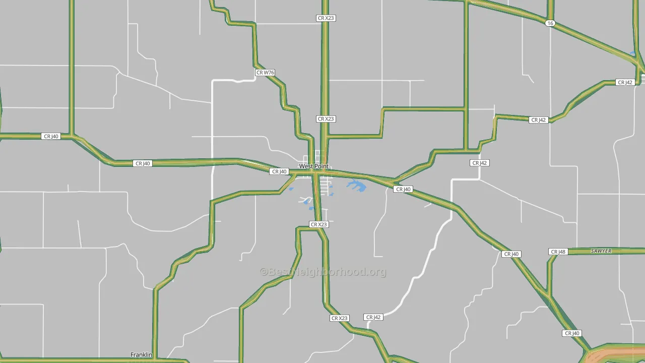 West Point, IA Map of Noise Levels in West Point