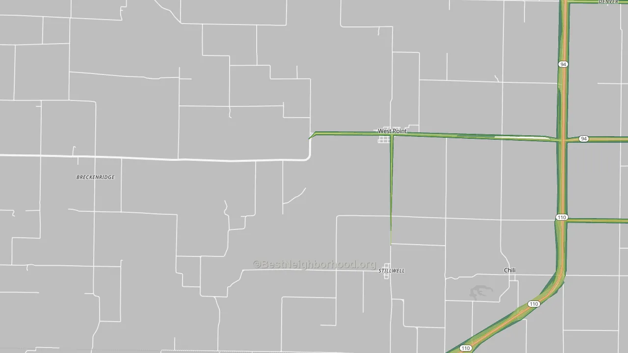 West Point, IL Map of Noise Levels in West Point