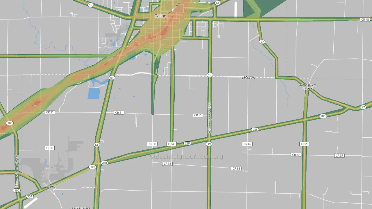 West Point, OH Map of Noise Levels in West Point