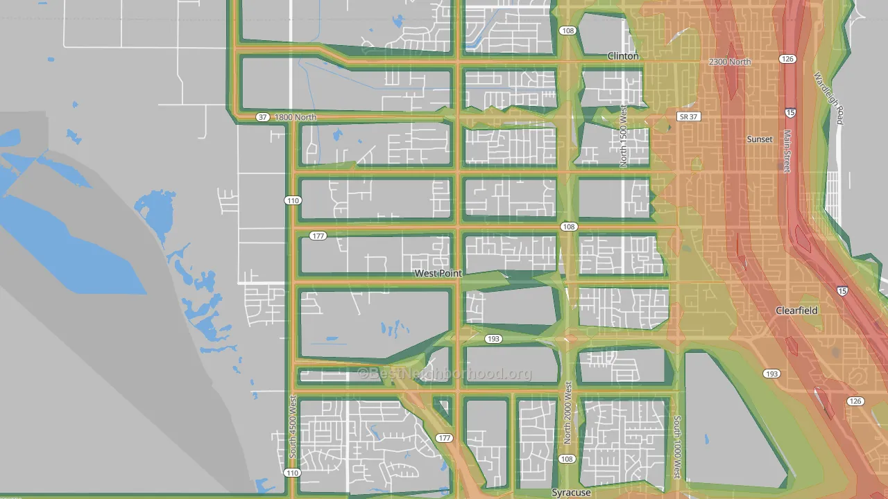 West Point, UT Map of Noise Levels in West Point