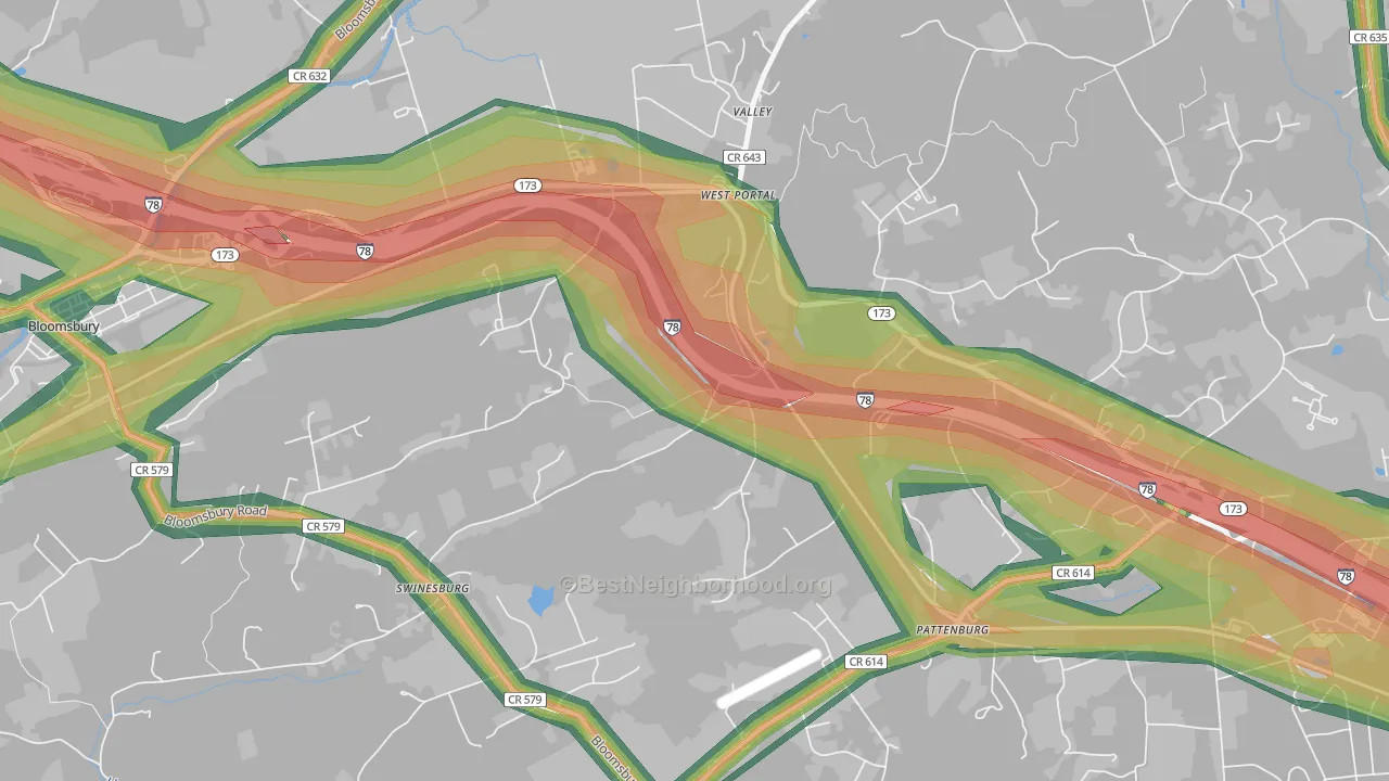 West Portal, NJ Map of Noise Levels in West Portal