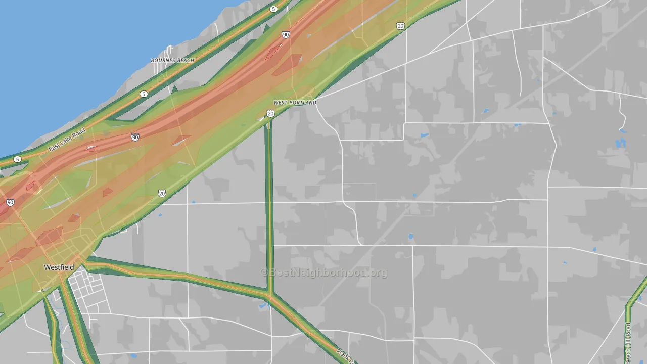 West Portland, NY Map of Noise Levels in West Portland