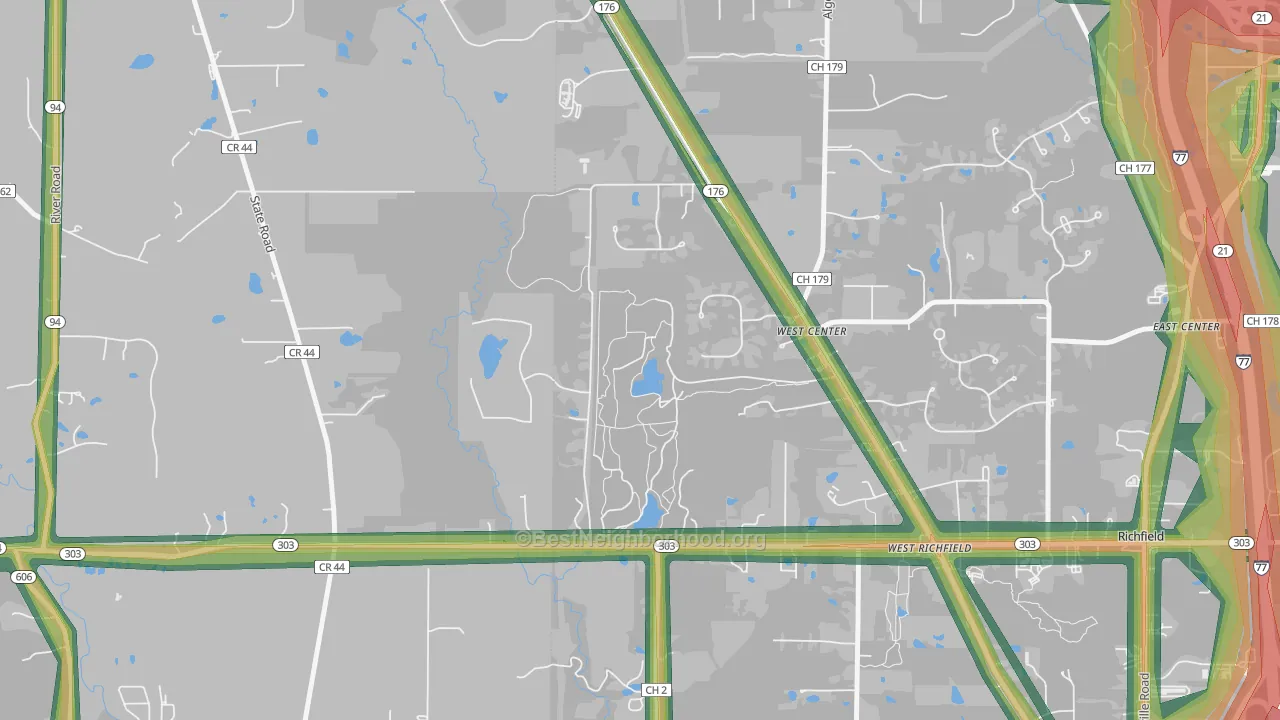 West Richfield, OH Map of Noise Levels in West Richfield