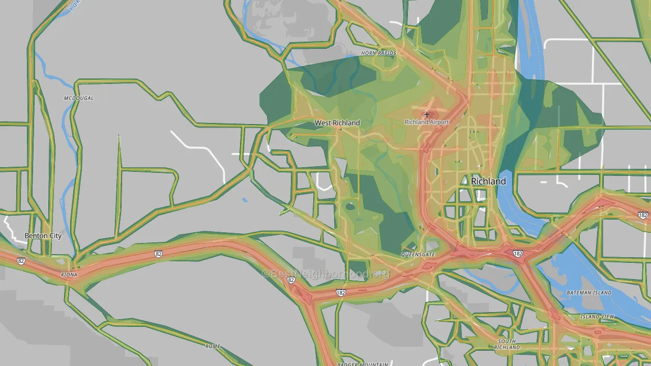 West Richland, WA Map of Noise Levels in West Richland