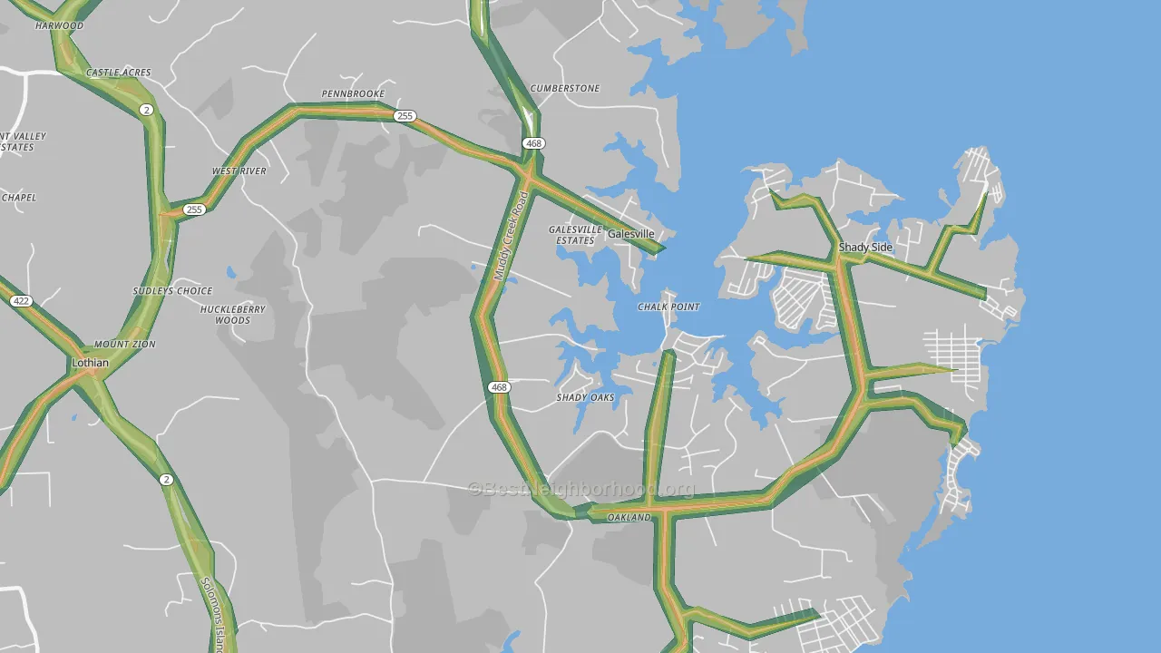 West River, MD Map of Noise Levels in West River