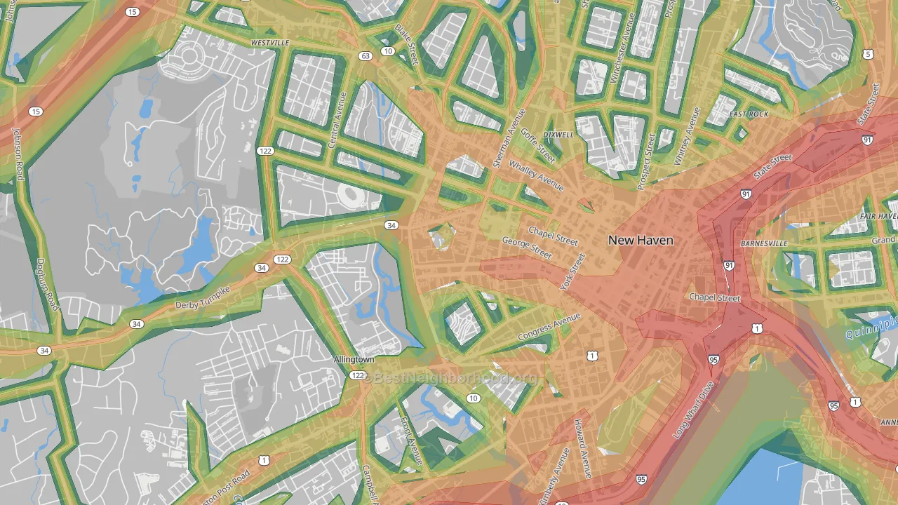 West River, New Haven, CT Map of Noise Levels in West River