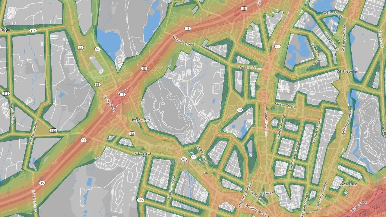 West Rock, New Haven, CT Map of Noise Levels in West Rock