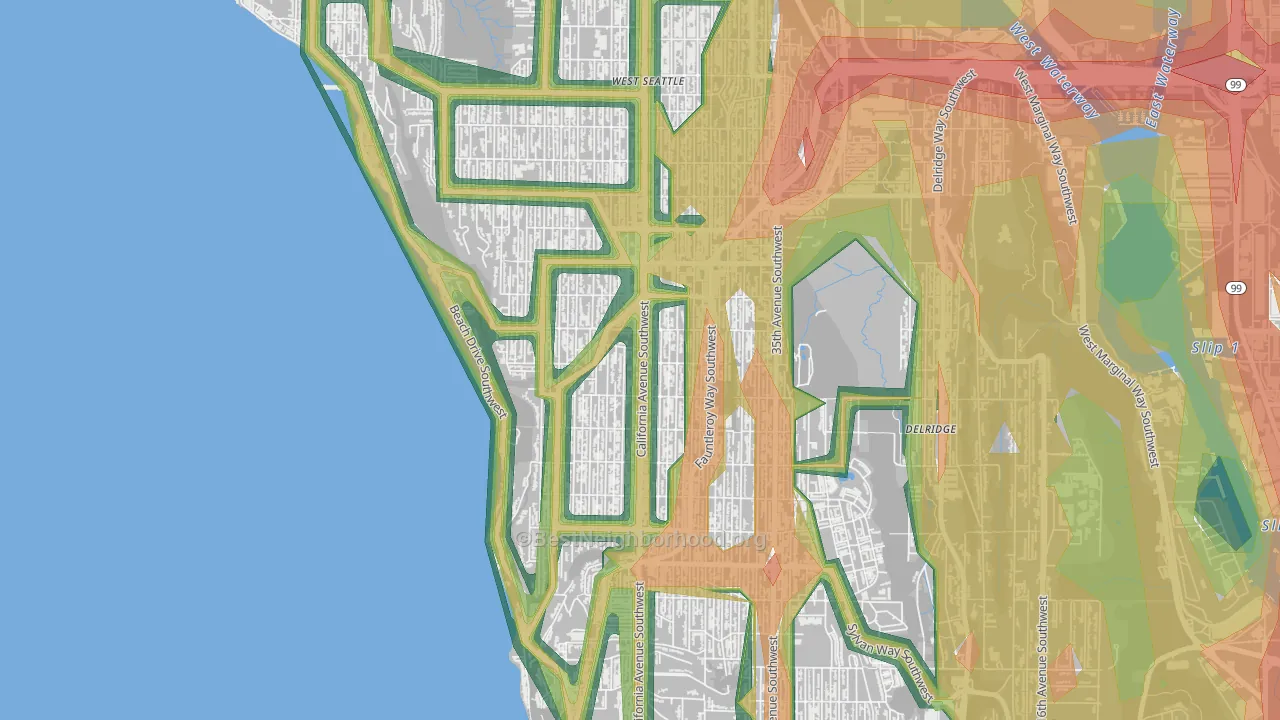 West Seattle, Seattle, WA Map of Noise Levels in West Seattle