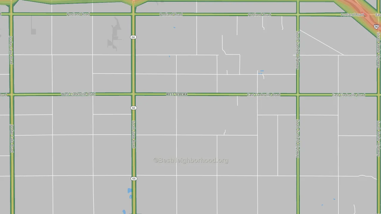 West Sebewa, MI Map of Noise Levels in West Sebewa