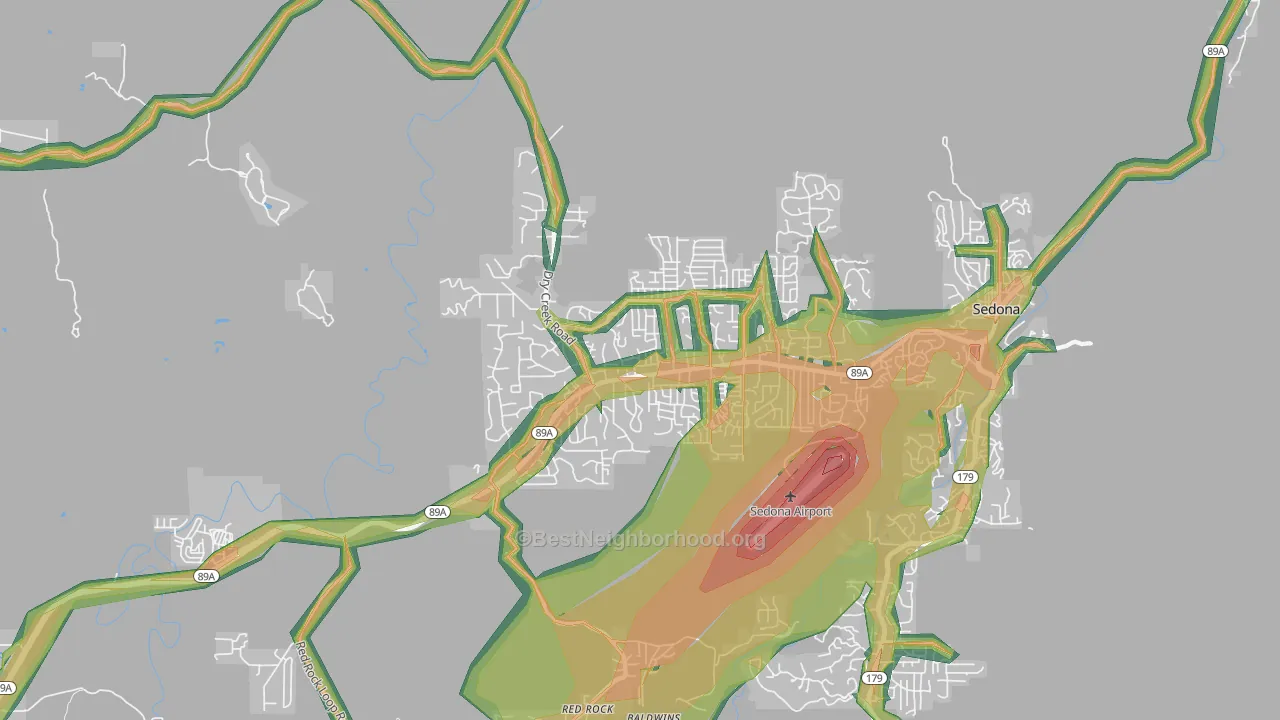 West Sedona, AZ Map of Noise Levels in West Sedona