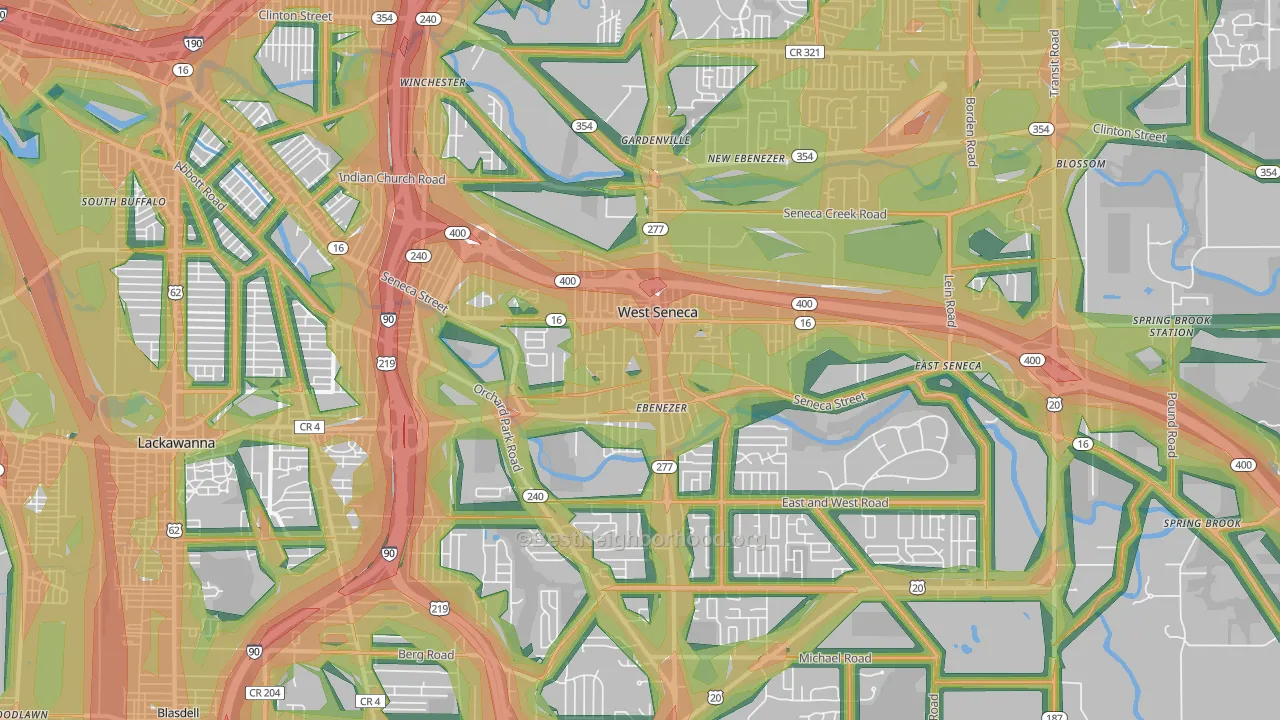West Seneca, NY Map of Noise Levels in West Seneca