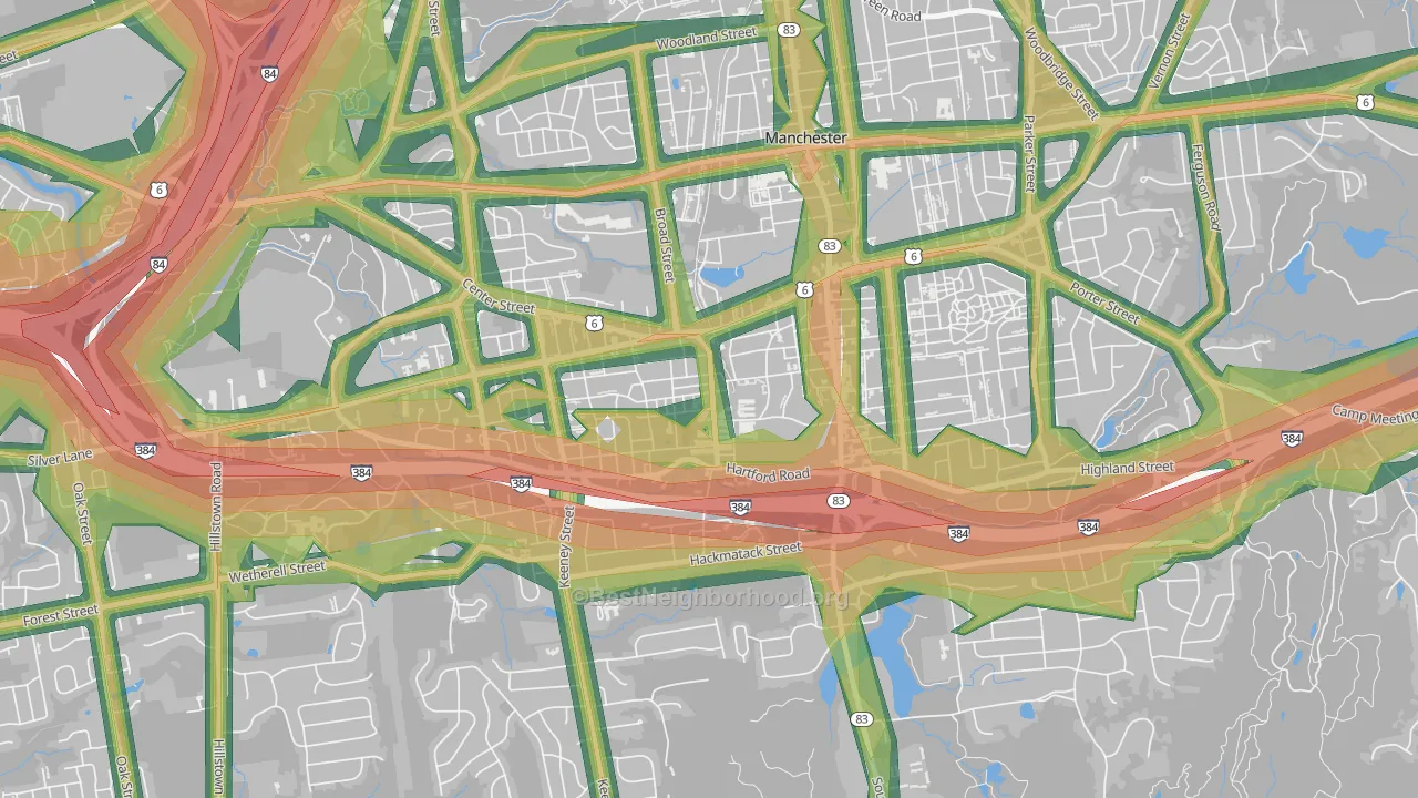 West Side Hartford, Manchester, CT Map of Noise Levels in West Side Hartford