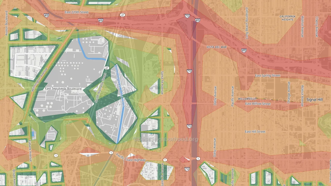West Side, Long Beach, CA Map of Noise Levels in West Side