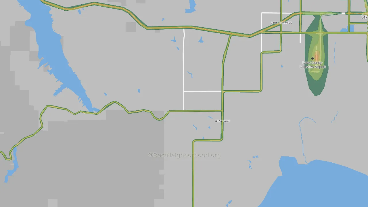 West Side, OR Map of Noise Levels in West Side