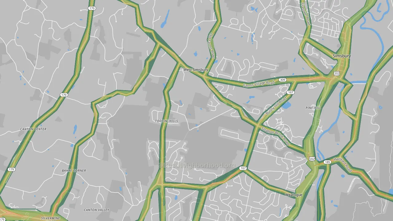West Simsbury, CT Map of Noise Levels in West Simsbury