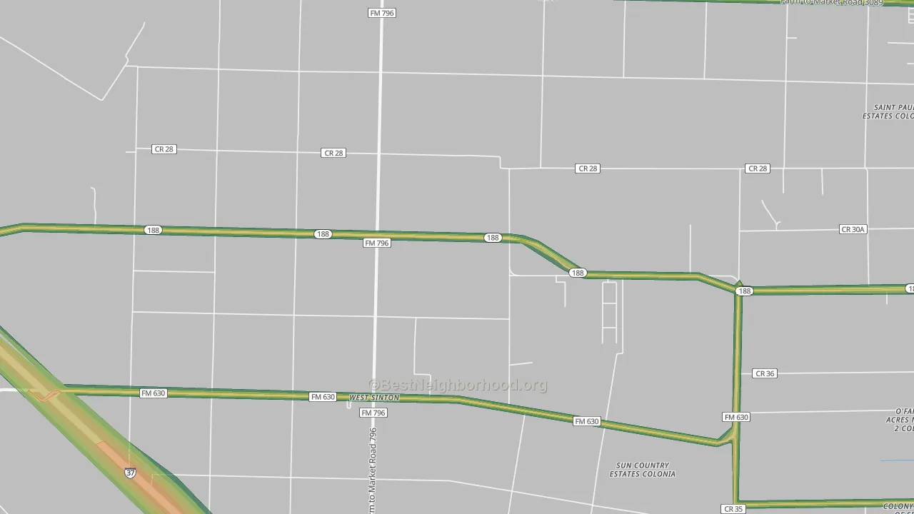 West Sinton, TX Map of Noise Levels in West Sinton