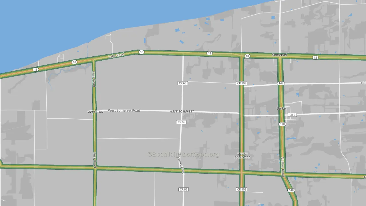 West Somerset, NY Map of Noise Levels in West Somerset